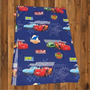 Vintage Disney Pixar Cars Lightning McQueen Twin Flat Sheet Dinoco Blue Bedding